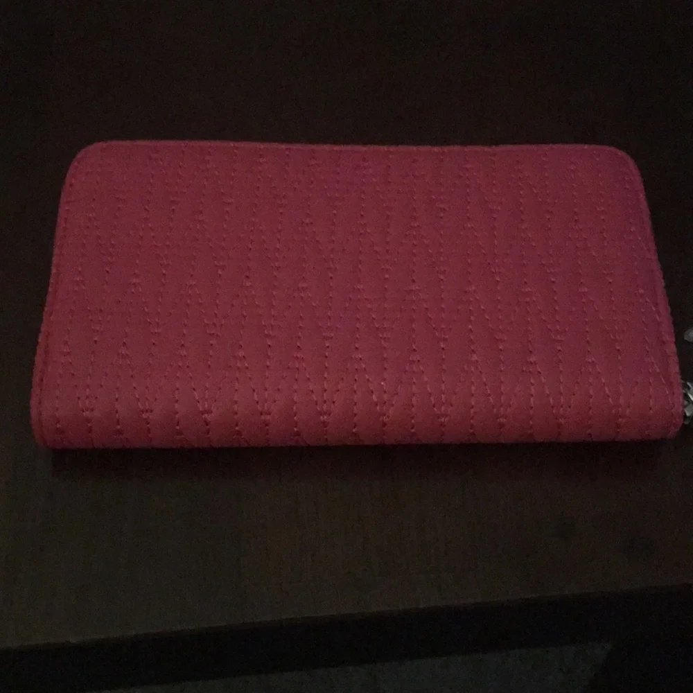Badgley Mischka Wallet Hot Pink braid stitching Vegan NWT
